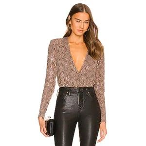 NWT Michael Costello X Revolve Sequin Bodysuit Size Small